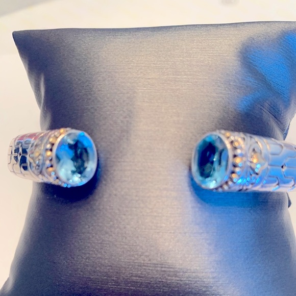 Sterling Silver And 18ktArtisan Blue Topaz Cuff Bracelet